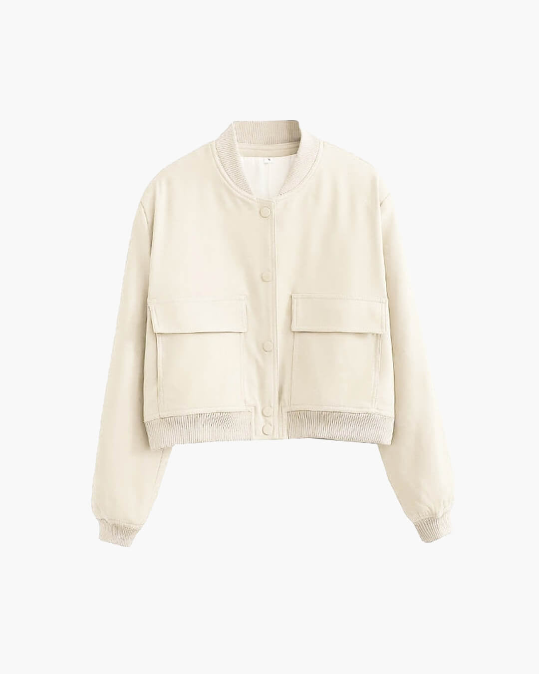 OLANE Cropped Ribbed Bomber Jacket OatmilkSWomen's Coats & Jackets