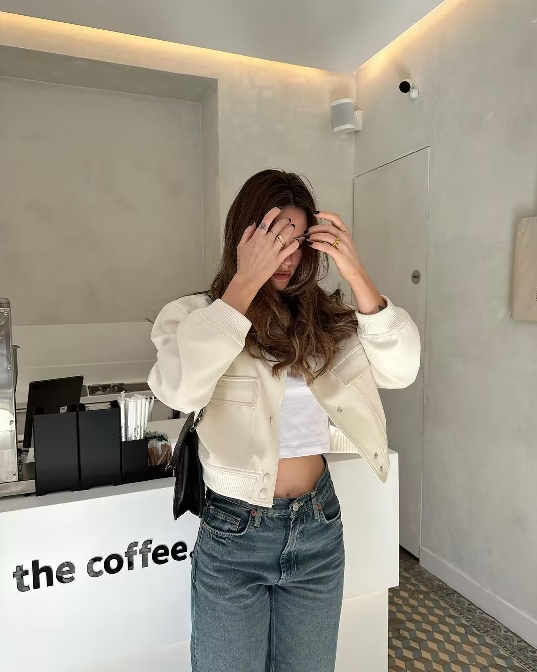 OLANE Cropped Ribbed Bomber Jacket OatmilkSWomen's Coats & Jackets