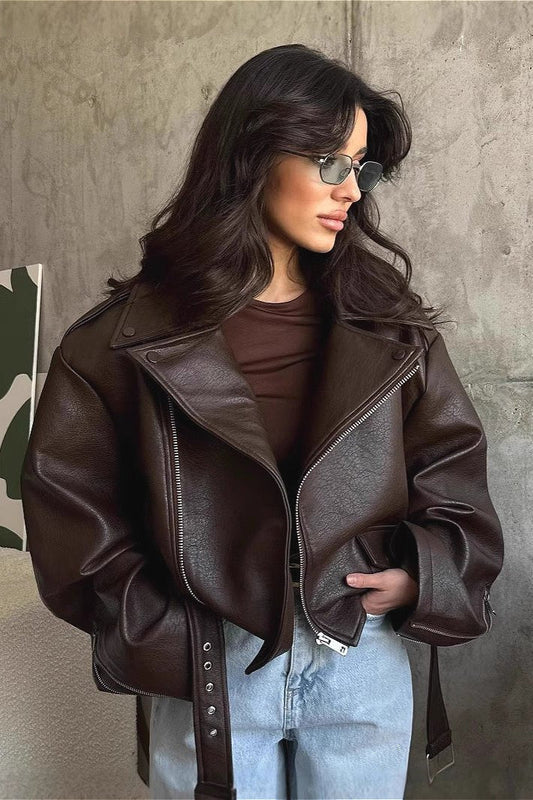 OLANE Cropped Vegan Leather Jacket SWomen's Coats & Jackets