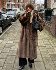 Elegant Faux Fur Long Overcoat