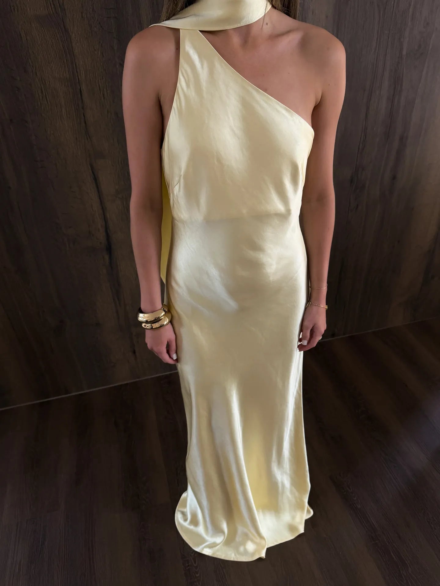 OLANE Elegant One-Shoulder Silk Evening Gown LWomen’s Dresses