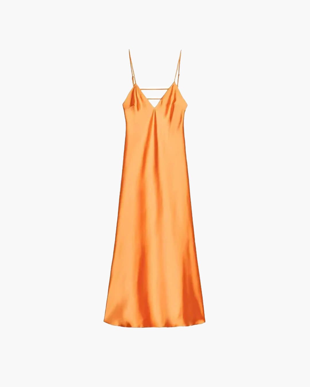 OLANE Elegant Satin Backless Maxi Dress OrangeXSWomen's Dresses