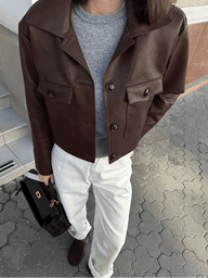 Ella Cropped Faux Leather Jacket