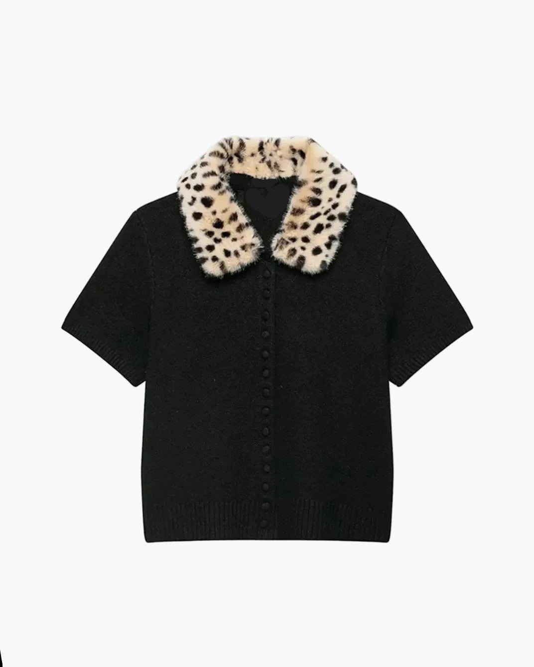 OLANE Faux Fur Bambi Knit Cardigan Top BlackSCardigan