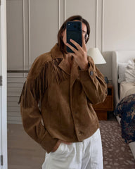 Faux Suede Fringe Western Jacket