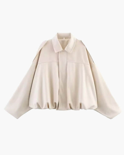 OLANE Faux Suede Zip-Up Bomber Jacket BeigeSWomen's Coats & Jackets