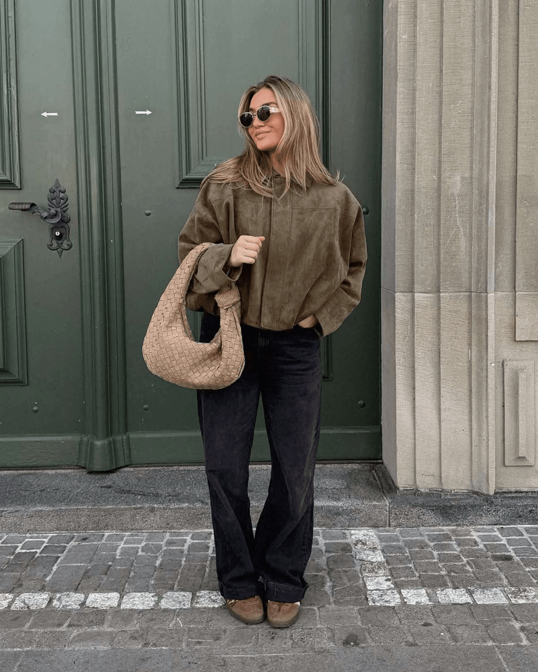 OLANE Faux Suede Zip-Up Bomber Jacket OliveSWomen's Coats & Jackets