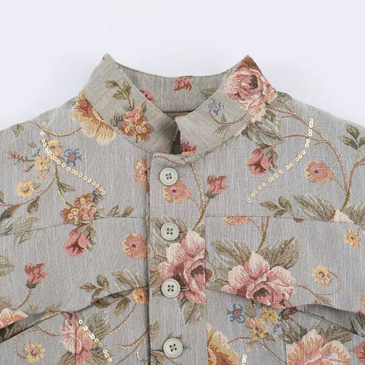 OLANE Floral Vintage Jacquard Cropped Jacket XSWomen's Coats & Jackets