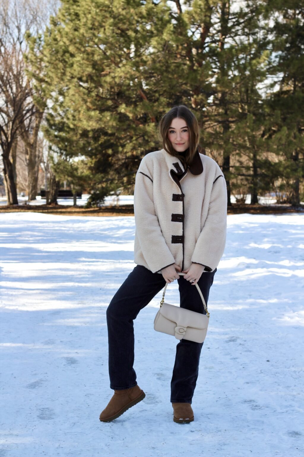 OLANE Funnel Neck Faux Sherpa Jacket SWomen's Coats & Jackets