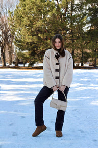 Funnel Neck Faux Sherpa Jacket
