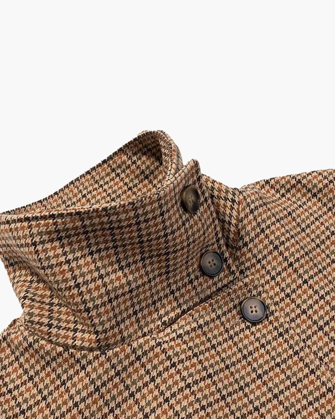 OLANE Funnel Neck Houndstooth Short Jacket MWomen's Coats & Jackets