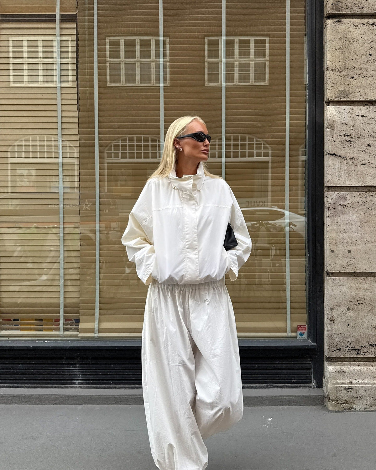OLANE Funnel Neck Windbreaker Jacket WhiteMWomen's Coats & Jackets