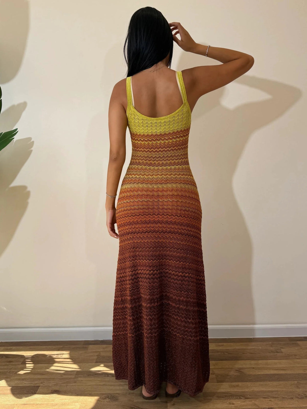 OLANE Gradient Crochet Knit Maxi Dress SWomen’s Dresses