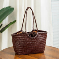 Sac cabas en simili cuir tissé à la main Anne