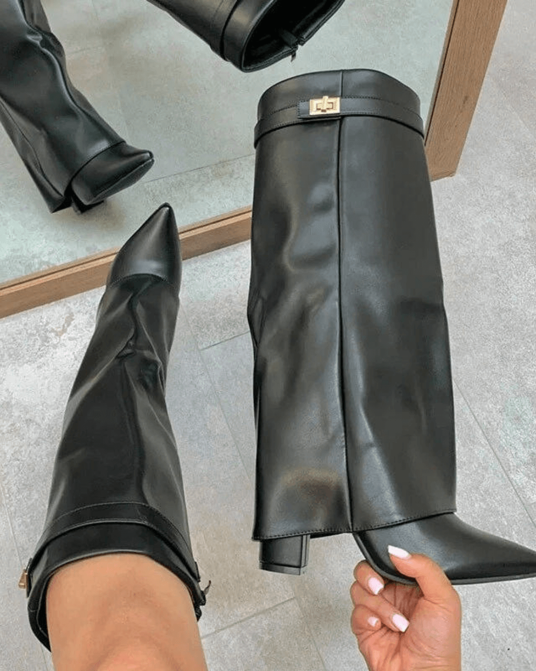 OLANE High Faux Suede Ankle Boots Black35Women's Shoes