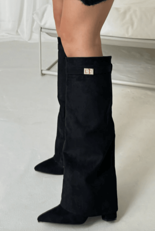 OLANE High Faux Suede Ankle Boots Taupe Suede35Women's Shoes