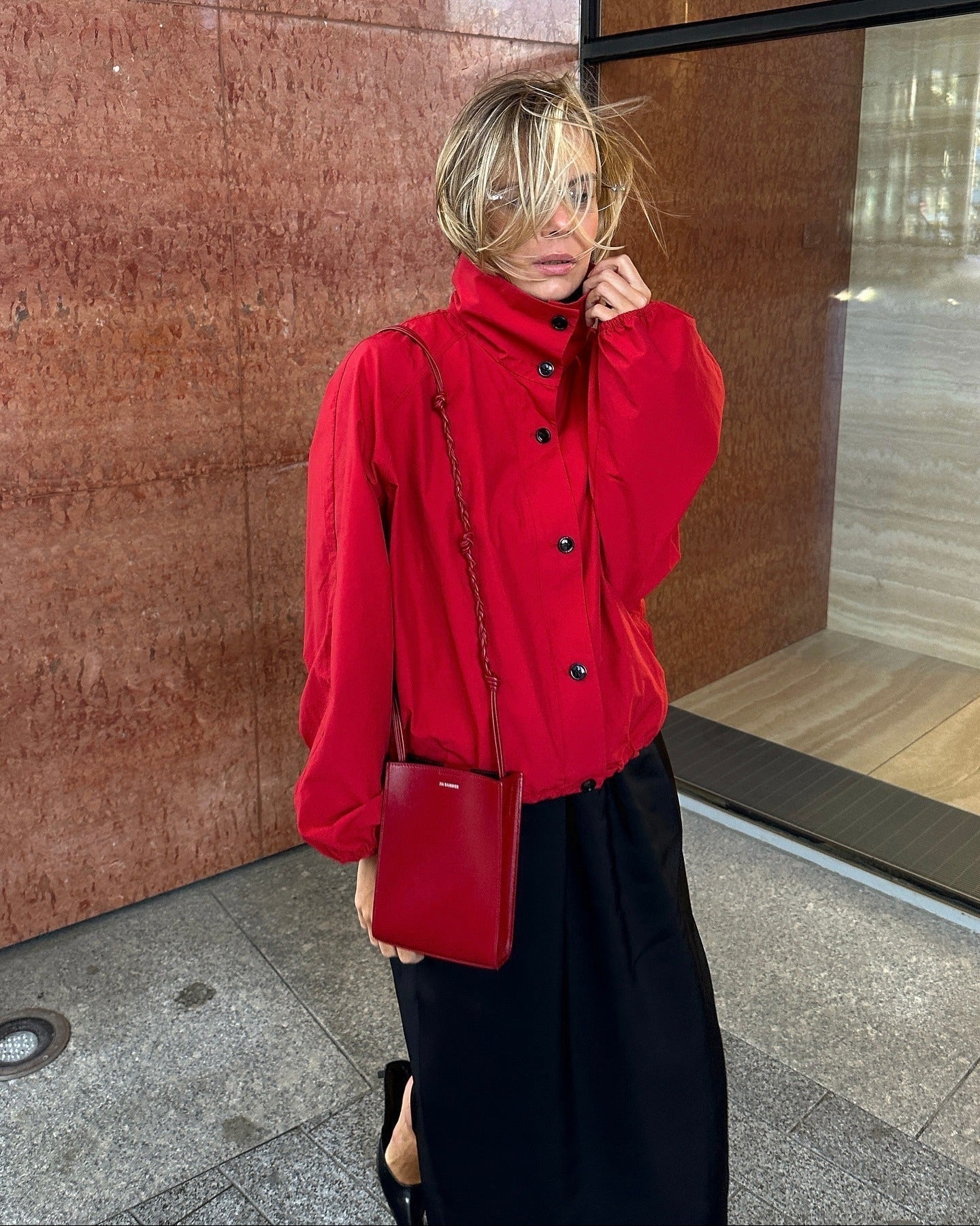 OLANE High - Neck Tailored Jacket RedLWomen's Coats & Jackets