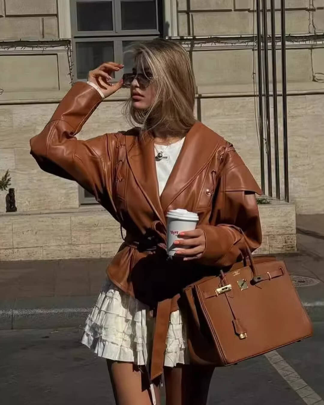 OLANE Kaye Leather Jacket CamelSJackets