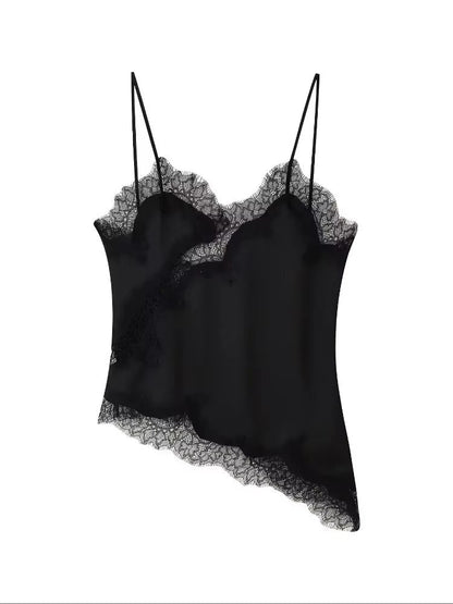 OLANE Keanna Asymmetric Satin Cami Top BlueMWomen's Tops