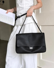 Grand sac à bandoulière en simili cuir avec rabat