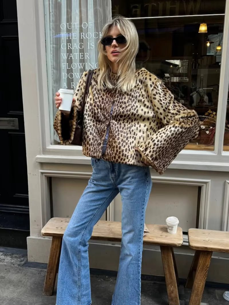 OLANE Leopard Faux Fur Relaxed Jacket SWomen's Coats & Jackets