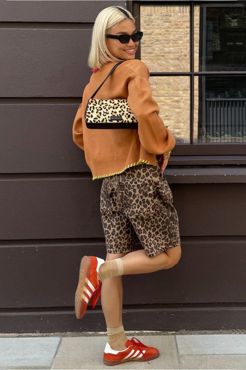 OLANE Leopard Knee-Length Low Waist Shorts SWomen's Bottoms