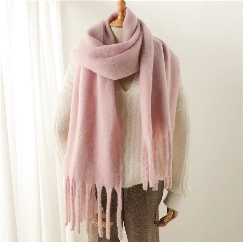 OLANE Lightweight Tasseled Winter Scarf PinkAccessories
