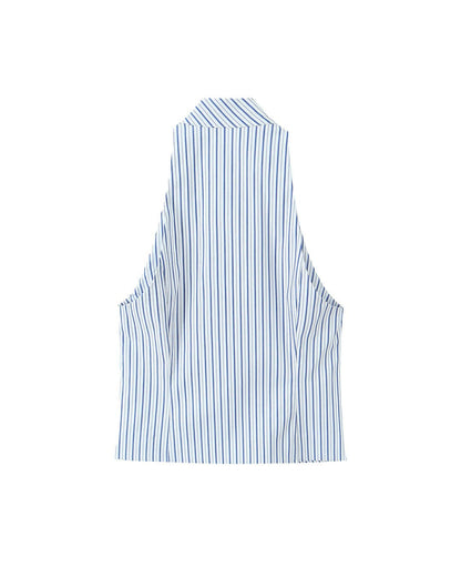 OLANE Lily Striped Halter Mini Skirt Set Set (Top+Shorts)SWomen's Sets