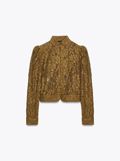 OLANE Long Sleeve Lace See-Through Blouse SWomen’s Tops