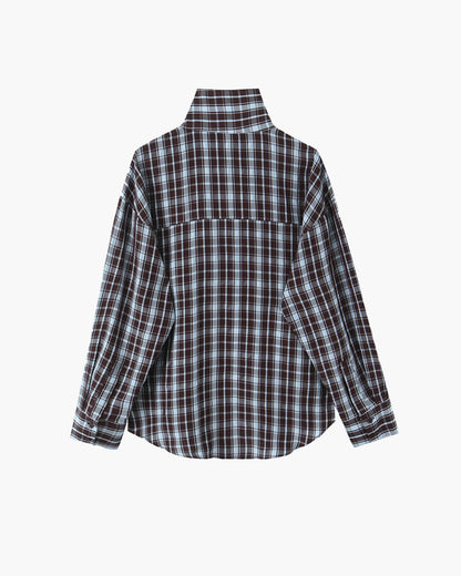 OLANE Long Sleeves Poplin Plaid Wrapped Top LWomen’s Tops