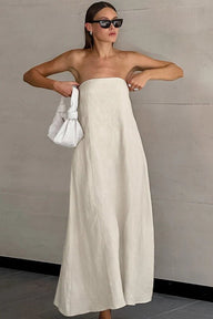 Afsheen Loose Fit Strapless Backless Maxi Dress