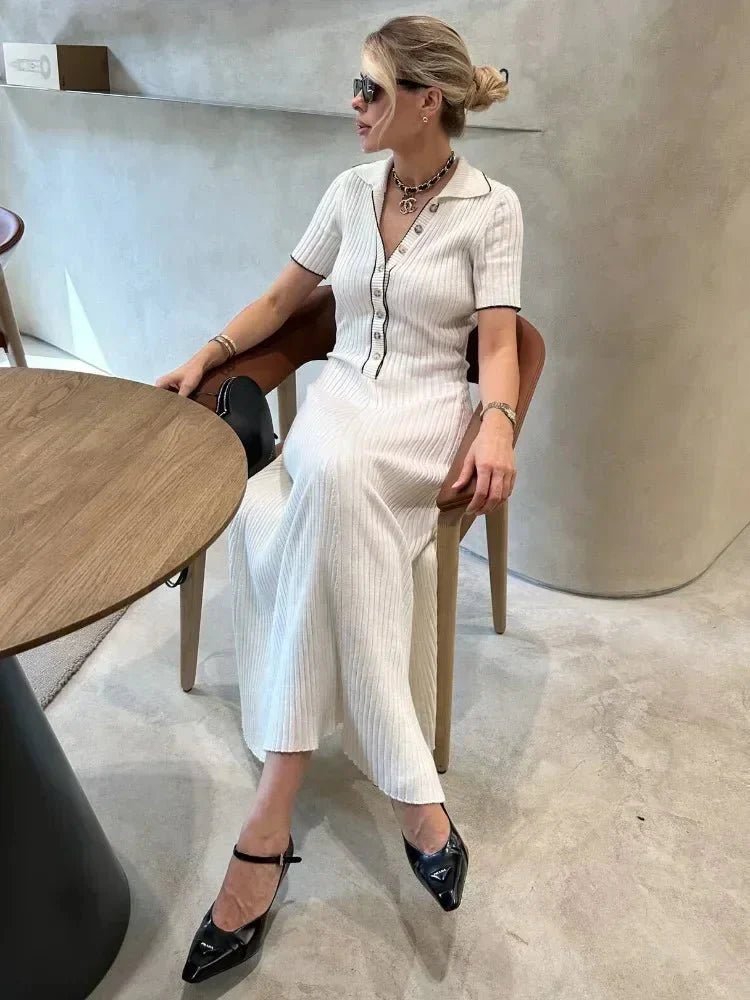 OLANE Lumi Tricot Knit Dress WhiteSDress