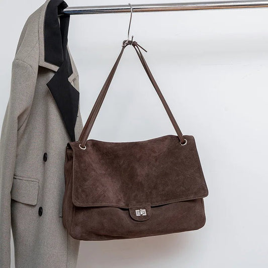 OLANE Matte Suede Crossbody Tote CoffeeBag