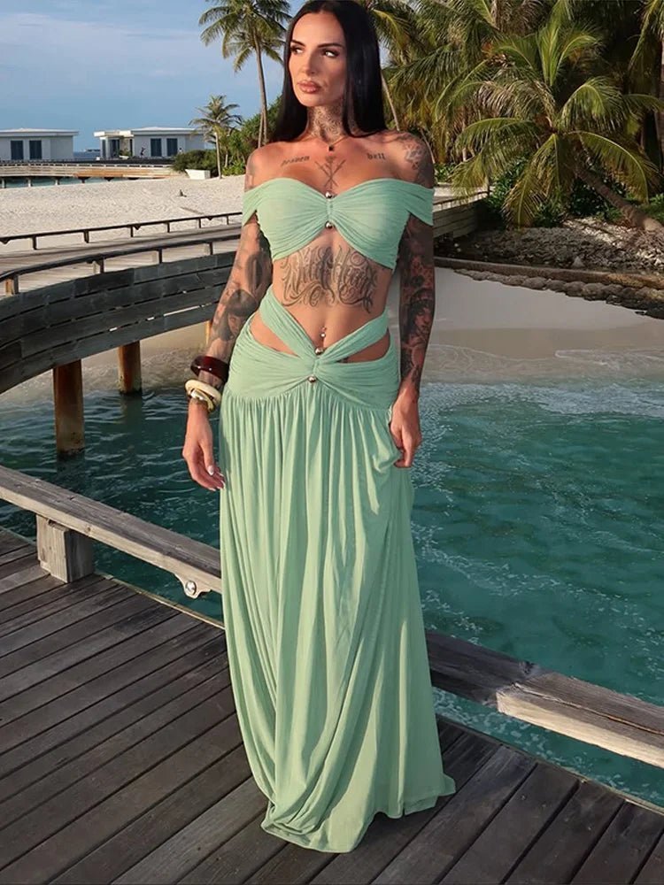 OLANE Natalie Halter Backless Two-Piece Beach Set MSets