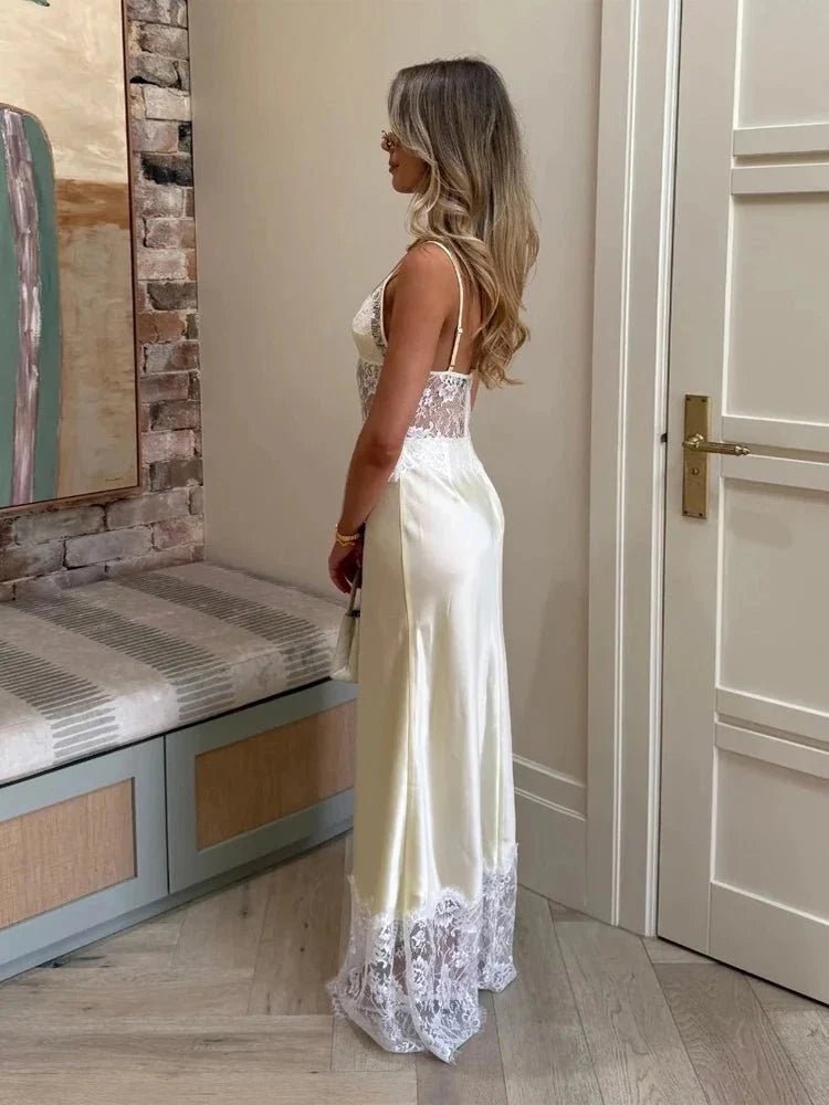OLANE Off - Shoulder Lace Satin Dress MWomen's Dresses