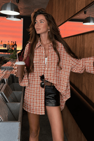 Oversized Plaid Long Sleeve Shirt