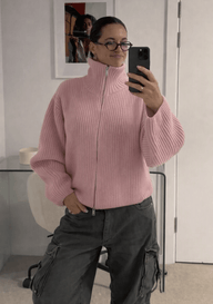 Pull oversize côtelé zippé