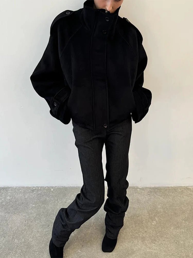 OLANE Oversized Stand Collar Jacket BlackXSWomen's Coats & Jackets