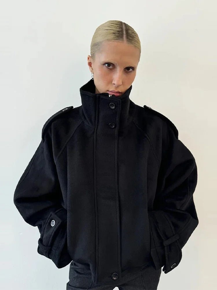 OLANE Oversized Stand Collar Jacket BlackXSWomen's Coats & Jackets