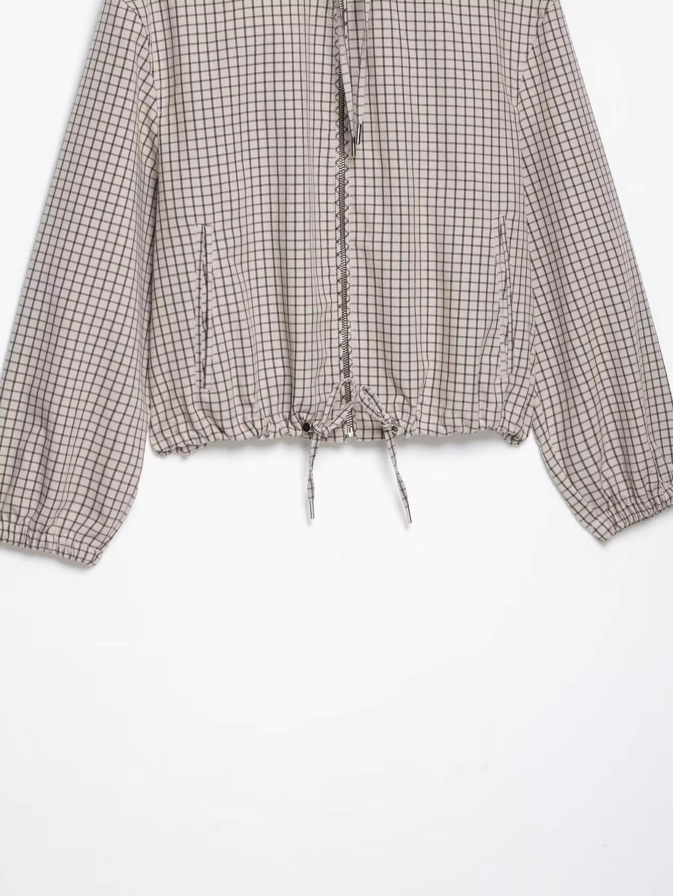 OLANE Plaid Hooded Cropped Jacket LWomen's Coats & Jackets