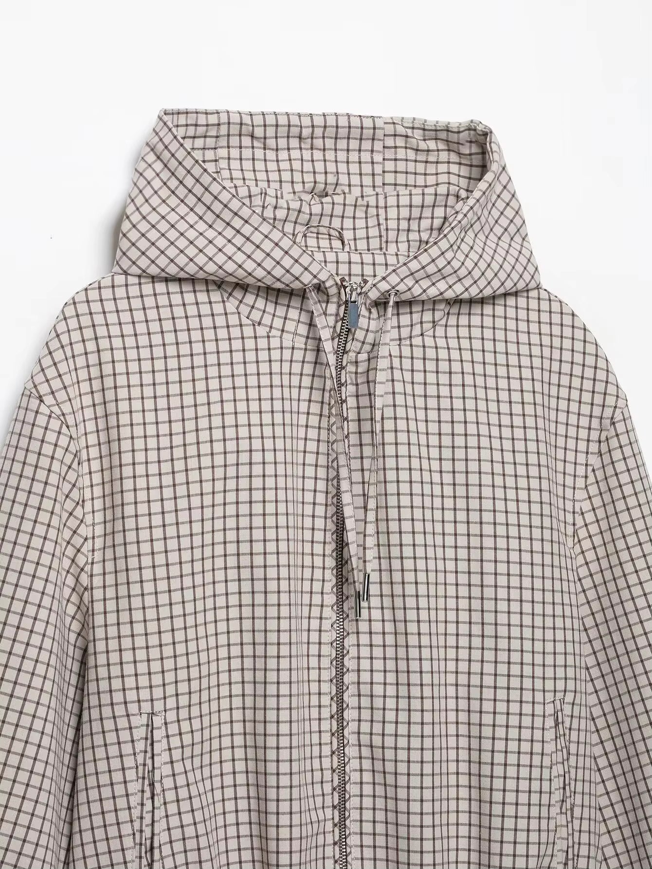 OLANE Plaid Hooded Cropped Jacket LWomen's Coats & Jackets