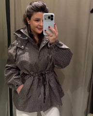 Plaid Hooded Windbreaker Jacket