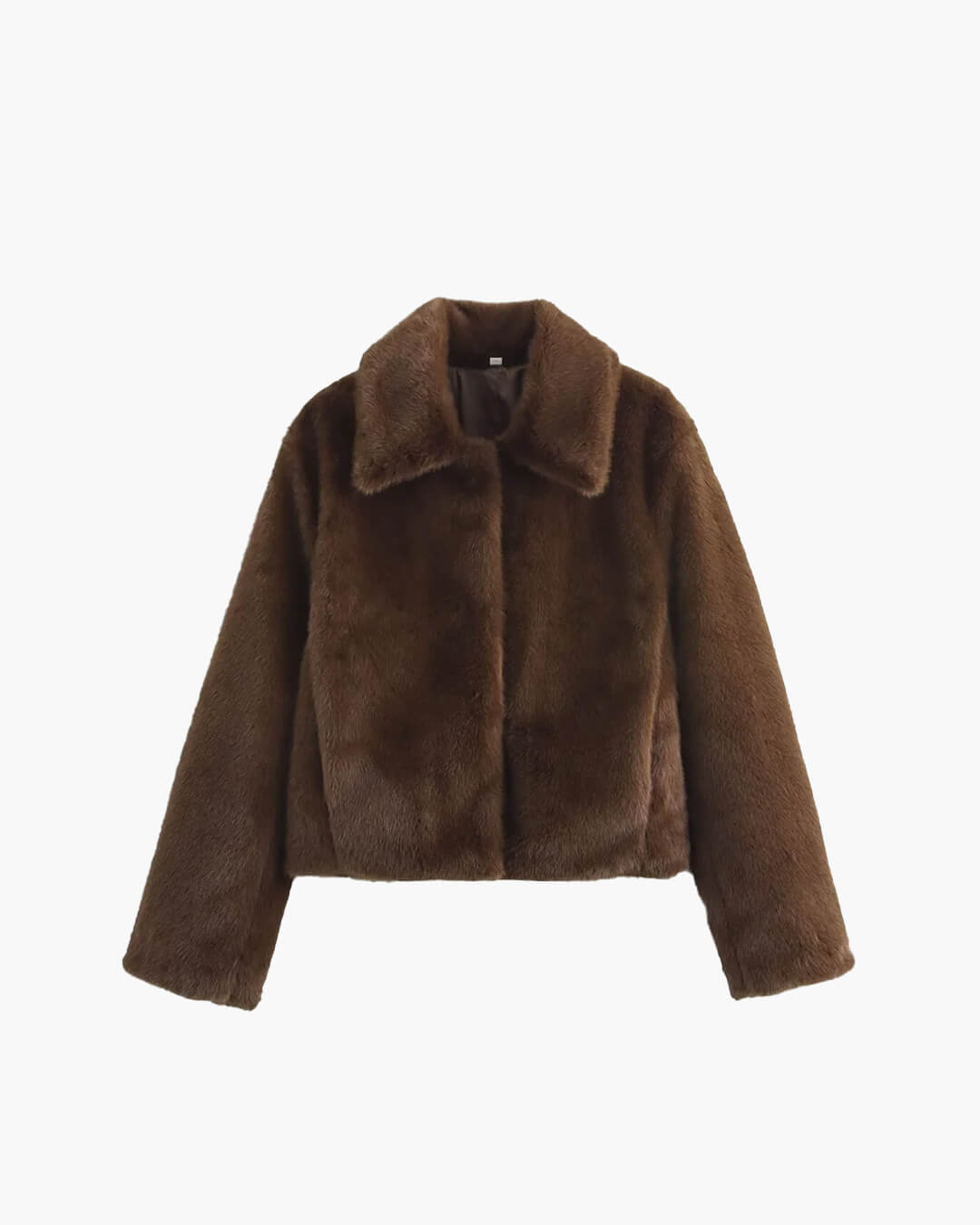 OLANE Plush Turn-Down Collar Faux Fur Jacket BrownSWomen's Coats & Jackets