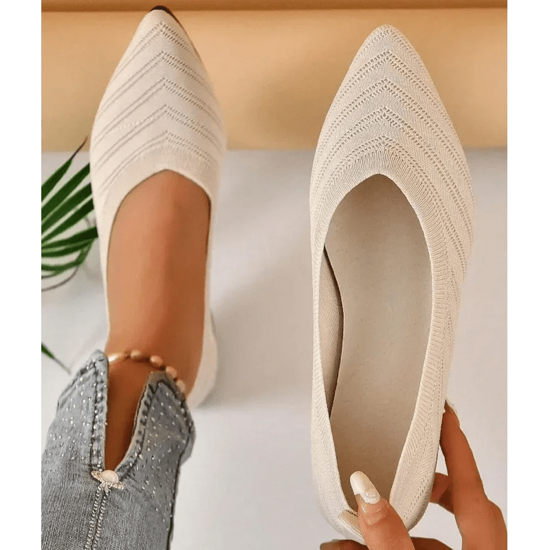 OLANE Pointed Toe Knitted Ballet Flats Black35Women's Shoes