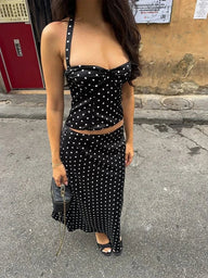 Agita Polka Dot Ensemble deux pièces épaules dénudées
