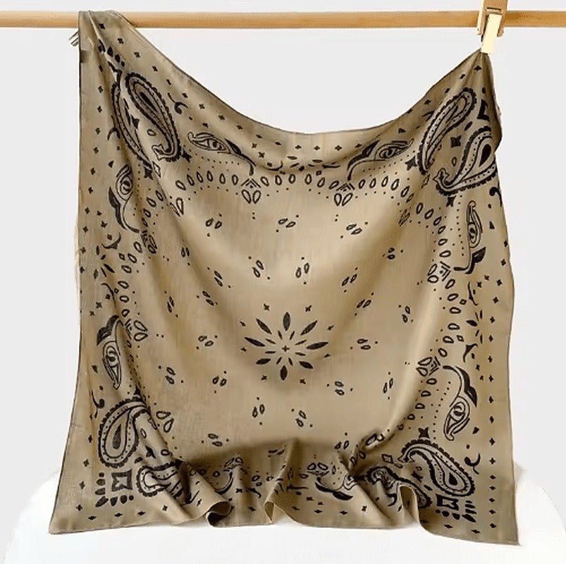 OLANE Rachel Lightweight Paisley Knitted Bandana Scarf BrownOne sizeWomen's Accessories