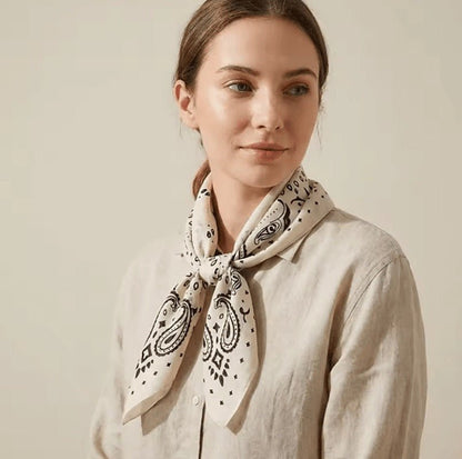 OLANE Rachel Lightweight Paisley Knitted Bandana Scarf BrownOne sizeWomen's Accessories