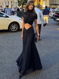 Agnes robe maxi moulante à fronces et découpe