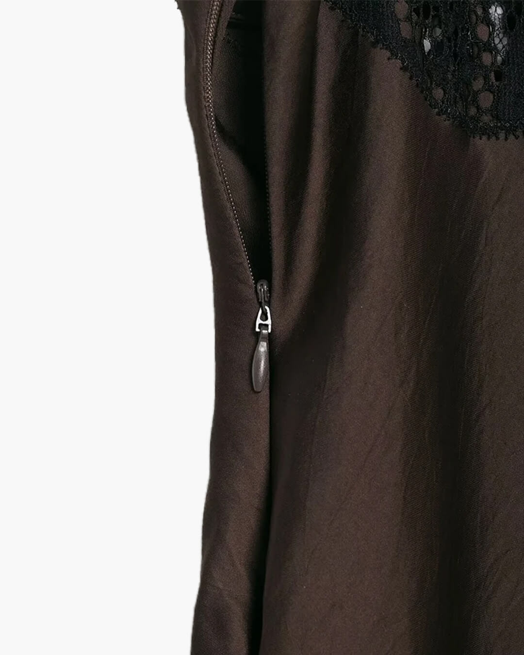 OLANE Sleeveless Lace Satin Sling Dress BrownSWomen's Dresses
