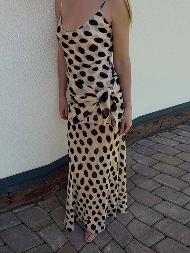 OLANE Sleeveless Printed Slip Dress with Scarf SWomen’s Dresses